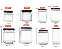 Pot de stockage en verre de confiture alimentaire de cornichon hermétique vide rond droit cylindrique de 30ml à 1000ml avec bouchon en fer blanc