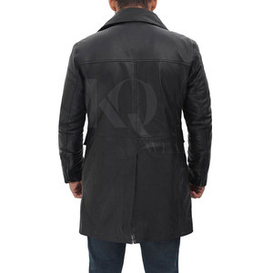 Abrigo de Cuero Profesional para Hombre, Diseño Largo y Duradero, Ajuste Cómodo, Ideal para la Moda de Invierno y Ropa Formal - Product Image 2