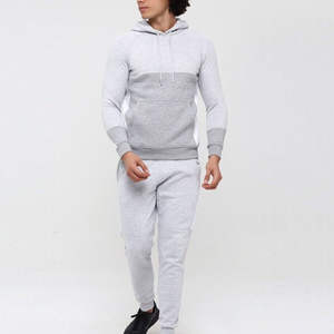 Ensemble survêtement gris clair uni pour homme, sweat-shirt et pantalon de jogging en molleton de coton, streetwear d'hiver, vente en gros, logo personnalisé, vêtements de sport tendance - Product Image 3