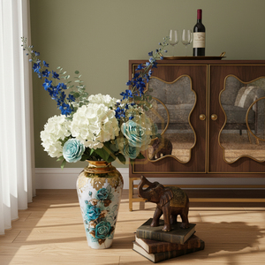 Vase à fleurs décoratif en fer, design côtier, fait main, plaqué or, vase de sol à col triangulaire, vente en gros - Product Image 3