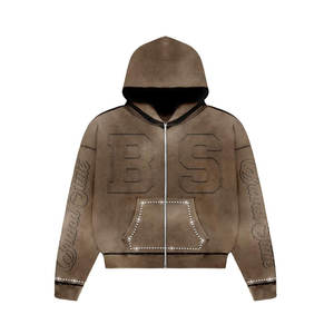 Survêtement solide 100% coton évasé de grande qualité 320 g/m², 2 pièces, vêtements pakistanais à capuche en détresse - Product Image 3