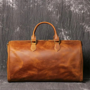 Handmade Full Grain <b>Leather</b> <b>Duffle</b> <b>Bag</b> Zipper Closure Laser Engraved Weekender Carry-On Luggage Eco-Friendly Retro Travel <b>Bag</b> - Product Image 3