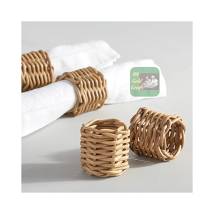 DESIGN SIMPLE Respectueux de l'environnement méditerranéen fait à la main mariage rotin rond ronds porte-serviettes de Table fabriqué au Vietnam - Product Image 2