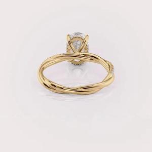 IGI Certified Oval Cut Lab Grown Diamond Engagement <b>Ring</b> 14K Rose /White And Yellow Gold Twisted Pave Band Wedding <b>Ring</b> - Product Image 4