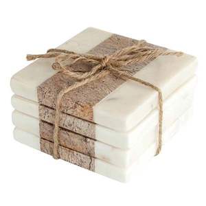 Dessous de verre carrés en marbre et en bois pour la maison Cadeaux de mariage personnalisés très vendus Dessous de verre en pierre Prix abordables - Product Image 6