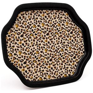 Luxury Gold Leopard Print Pattern Serving Tray 278x332mm Curved Wavy <b>Edge</b> Made Wood Aluminium Copper-Rectangle <b>Square</b> Styles - Product Image 1