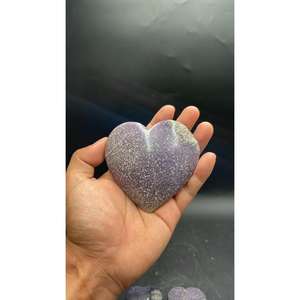 Wholesale 8 cm Polished Grape Agate <b>Crystal</b> Stone Natural <b>Big</b> Heart Carving Healing Decorative for Home Use Indocraftstone Rizki - Product Image 6