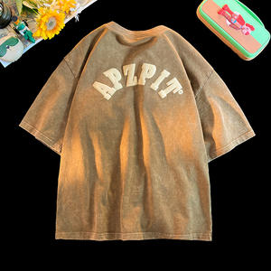 เสื้อยืดพิมพ์ลายพัฟฟ์สำหรับผู้ชายเสื้อยืดผ้าฝ้ายโอเวอร์ไซส์สำหรับผู้หญิงเสื้อดีไซน์3D โลโก้แบบสั่งทำได้จากโรงงาน - Product Image 6