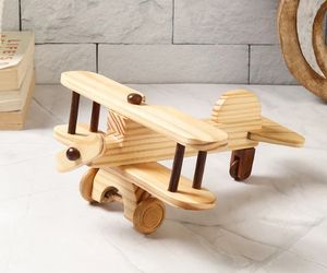 Hand Crafted Pine Wood Small Biplane Decorative Art Decorative Rustic Home Decor Accent Handmade farmhouse - Product Image 3