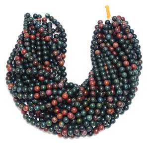 Natural Bloodstone Round <b>Loose</b> <b>Beads</b> 15 Strand Gemstone for Jewelry Making Fashion Wholesale Bulk Supply - Product Image 3