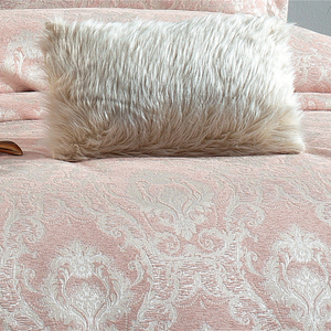 Guzide Safir Salmon Pink 4-Piece Customized Classic Luxury Home <b>Bedspread</b> <b>Set</b> 100% Chenille Organic Woven Striped Washable Ant - Product Image 4