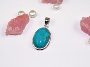 Vente en gros de pendentif en pierre précieuse turquoise en argent sterling 925 bijoux fins collier pendentif avec timbre 925 bijoux pendentif en argent - Product Image 5