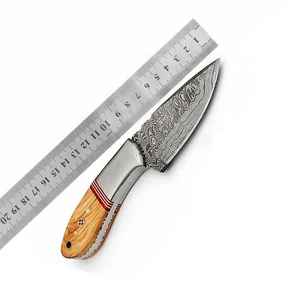 Cuchillo de Caza Profesional Hecho a Mano con Hoja Fija de Acero de Damasco y Mango de Madera, 7 Pulgadas de Longitud Total, Hoja de 3 mm de Grosor - Product Image 2