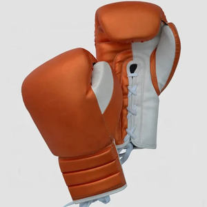 Gants de boxe 10 oz pour Muay Thai Kickboxing MMA Sparring Gants d'entraînement à lacets en cuir durable et cuir PU - Product Image 1