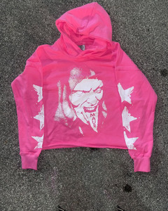 เสื้อครอปมีฮู้ดของผู้ชายผ้าคอตตอน100% ฟอกสีกรดพิมพ์ลายหน้าจอแนววินเทจผลิตตามสั่ง - Product Image 3