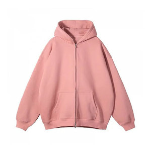Invierno Fleeced Streetwear Liso Sudaderas con capucha de punto Logotipo personalizado Algodón Fleece Colorido Oversized Zip up Hoodie para hombres - Product Image 4