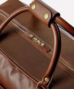 Cognac Brown Genuine <b>Leather</b> Luxury <b>Weekender</b> <b>Bag</b> Polyester <b>for</b> <b>Men</b> Women Large Travel Duffle Carry Overnight Tote Gym Sports - Product Image 3