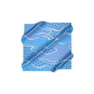 ผ้าพันคอไหมสีน้ำเงินลายโลโก้สไตล์วินเทจ - Product Image 1