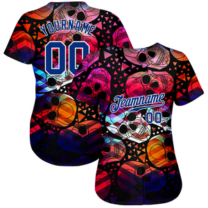 Auténtica camiseta de béisbol con calaveras de Halloween, ropa deportiva Unisex, el más nuevo patrón 3D, tamaño personalizado, sublimación de poliéster, liso - Product Image 1