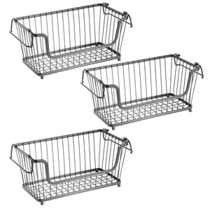 Juego de 2 cestas de almacenamiento rectangulares de metal marrón con recubrimiento en polvo y organizador para el hogar, cocina, cestas de almacenamiento de alimentos y frutas - Product Image 2
