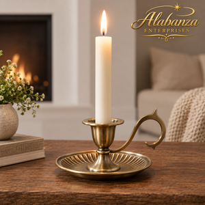Candelabro de latón hecho a mano, portavelas antiguo dorado con asa para decoración del hogar, bodas y hoteles - Product Image 2