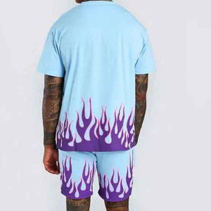 Nueva llegada de camisetas de algodón 100% para hombre, ropa deportiva informal, conjunto corto con logotipo bordado, transpirable para el verano - Product Image 2
