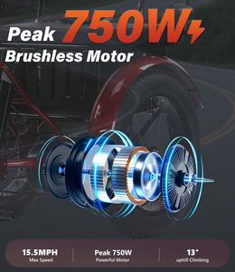 Due posti triciclo elettrico per adulti, pieghevole 3 ruote bici elettrica con sedile del passeggero, 48V 15Ah batteria - Product Image 3