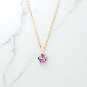 6 MM Rond Rose Topaze Quartz Pierre De Naissance Prong Set Charm Collier - Product Image 1