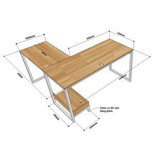 Escritorio de Computadora en Forma de L de 140x140cm, Madera de Caucho, Patas de Hierro, Requiere Ensamblaje, Categoría de Producto: Escritorios de Computadora, Modelo COD68046 - Product Image 4