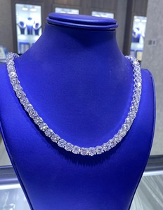 Rond VVS Moissanite Diamant 925 En Argent Sterling De Luxe Tennis Collier Chaîne Fine Mode Bling Bijoux Pour Hommes De L'Inde - Product Image 4