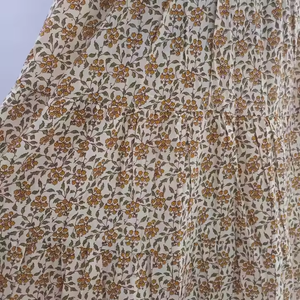 Jupe longue en coton pleine longueur pour femmes sérigraphiée Style Boho taille et coutures détaillées confortable jupe de mode d'été - Product Image 3