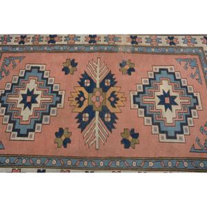 Alfombra Vintage de 4.2x6.3 pies, Alfombra Turca de Lana con Bordes Azules y Rojos - Product Image 5