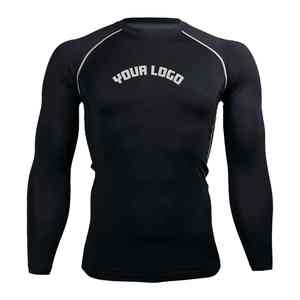 Top de compresión de poliéster de Spandex de manga corta Rash Guard para entrenamiento de gimnasia, correr, Fitness, impresión personalizada disponible - Product Image 6