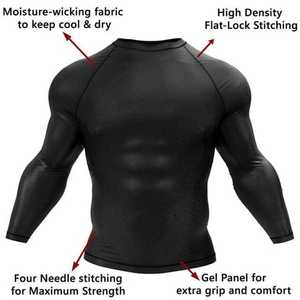 Haute qualité UPF hommes à manches longues Sublimation Compression MMA Rash Guard usine directe à prix compétitif - Product Image 6