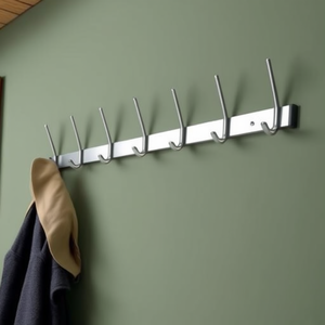 Natural Color Aluminum F1 <b>Wall</b>-mounted Coat Rack with 9 Hat/9 Coat Hooks 1300 mm Length 150 mm Hook Spacing - Product Image 3
