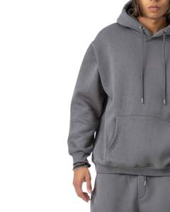 Ensemble survêtement molletonné gris moyen pour homme, sweat-shirt à capuche décontracté d'hiver, pantalon de survêtement, streetwear pour homme - Product Image 3