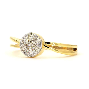 Luxury Gold Diamond Cluster Engagement <b>Ring</b> for Women with Natural Diamonds-Wedding <b>Band</b> - Product Image 2