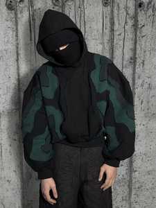 Nouveau 2026 Sweat à capuche de haute qualité, effet délavé soleil, vieilli et reworké, style streetwear, en coton mélangé peint et teint - Product Image 5
