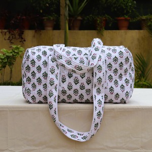 Large Quilted Cotton Duffle <b>Bag</b> Zipper Boho Vintage Block Print Trending <b>Weekender</b> <b>Travel</b> Shoulder Overnight <b>Bag</b> Designer <b>Bag</b> - Product Image 1