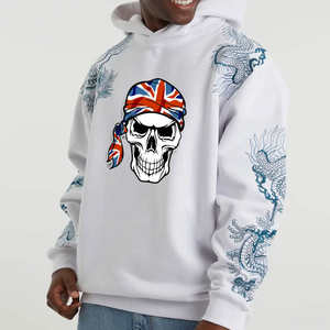 Sudaderas con capucha con estampado de primera calidad para hombres, sudaderas con capucha de gran tamaño de mezcla de algodón personalizadas transpirables, diseño de calavera de Venta caliente - Product Image 1