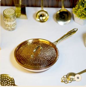 Sartén de cobre con tapa Recubrimiento de estaño duradero y cubierta conveniente para cocinar - Product Image 2