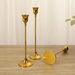 Support de bougie en métal doré simple, parfait pour un usage quotidien, décoration de table, salon, salle à manger et décoration de la maison, en provenance d'Inde - Product Image 6