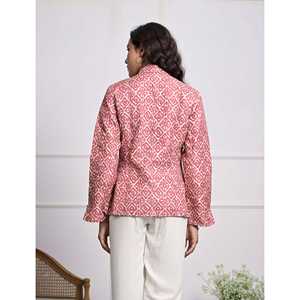 Chaqueta de Invierno Reversible con Estampado de Bloques de Seda y Decoración de Botones - Product Image 6