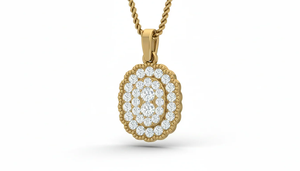 Modern Diamond Cluster Oval Double Halo Pendant 18K Gold with Real Diamonds Stylish Fine Jewelry Birthday or Anniversary Gift - Product Image 3