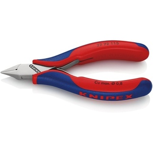 KNIPEX 115 mm Electronic Side Cutters with 4 Beveled <b>Small</b> Shape Multi-Component <b>Mirror</b>-Polished Handles Versatile Utility Knife - Product Image 1