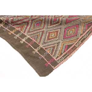 Vintage 5x6 ft Rug, Area Turkish Rug, <b>Brown</b> Pink Check Rug - Product Image 5