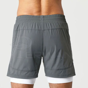 Men's High Street Style Gym Fitness Shorts Elastic Waist Cotton Custom Made Double <b>Layer</b> Solid Pattern Quick Dry Breathable - Product Image 4