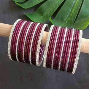 Joyería de cristal indio Brazalete de metal con textura brillante Fabricante indio Joyería Brazalete de Boda nupcial de cristal Conjunto de joyería India - Product Image 2