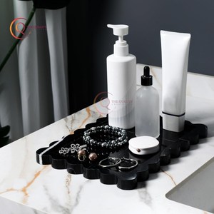 Plateau de service en marbre noir fait à la main avec plateau décoratif unique plateau de service plaqué alimentaire pour maisons et hôtels, nouvel arrivage - Product Image 5