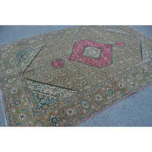 Turkish Vintage Large Rug 6.2x9.5 ft, <b>Brown</b> <b>Wool</b> Rug - Product Image 2
